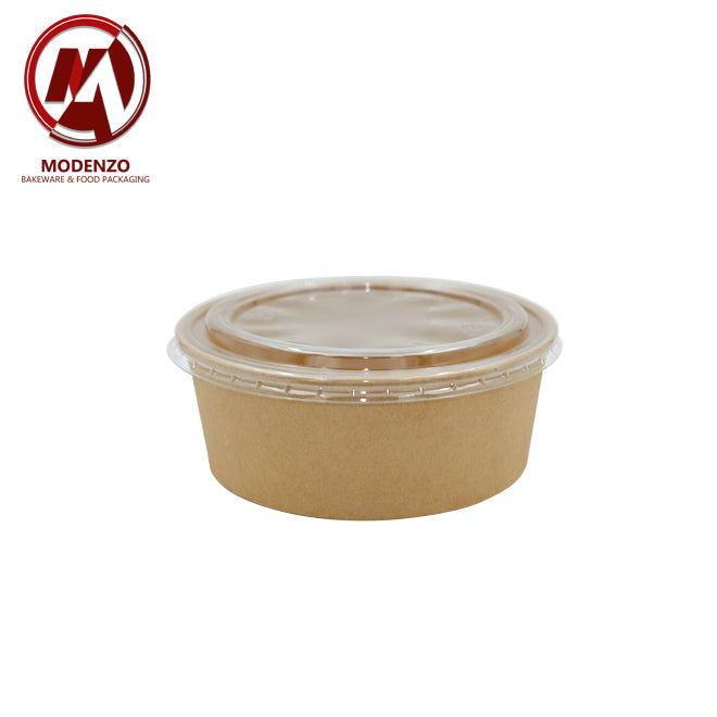 1300ml Kraft Salad Bowl Round. w/ Pet Lid