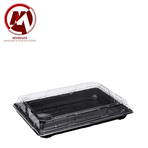 Sushi Tray MSM-1107 + Plastic Lid (Black) 400pcs ctn