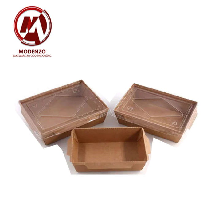 Kraft Paper Lunch Box w/ PET Lid  (500ml)  200 pcs/ctn