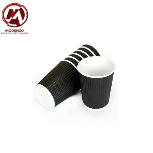 8oz. Black Ripple Wall Paper Coffee Cup With Lid (1,000 pcs/ctn ...